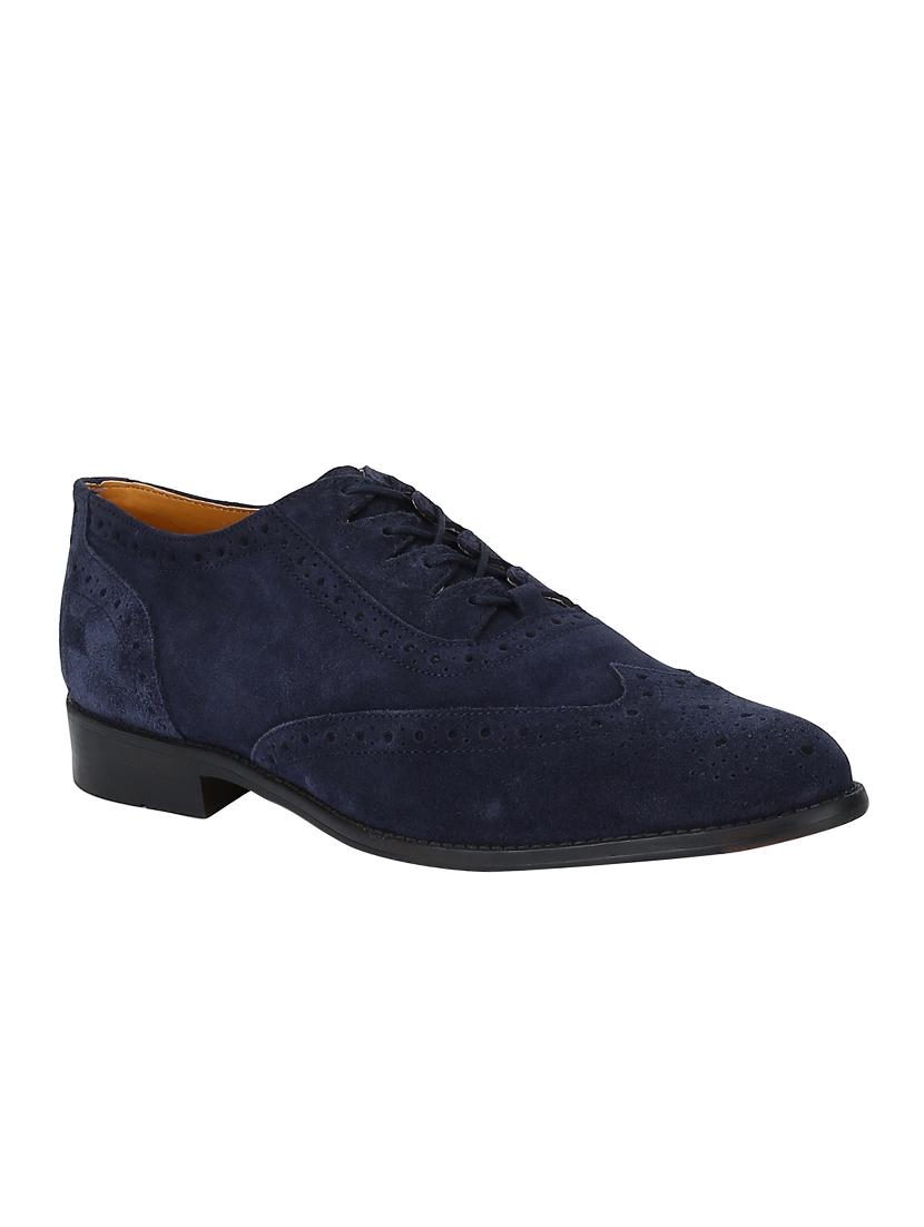 navy Suede lace-up brouges - 15613407 - Zoom Image - 1