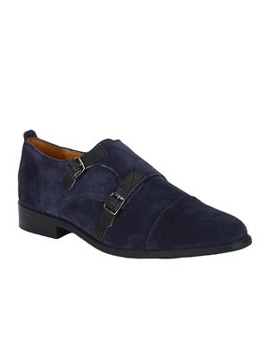 navy Suede slip on monk straps - 15613424 - Standard Image - 1