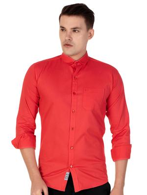 red cotton casual shirt - 15613438 - Standard Image - 1