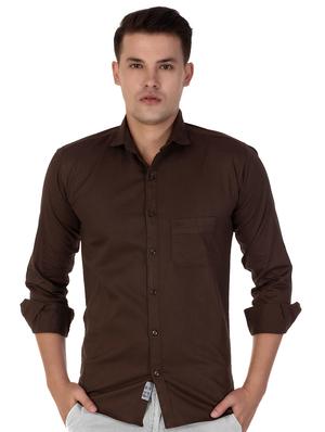 brown cotton casual shirt - 15613439 - Standard Image - 1