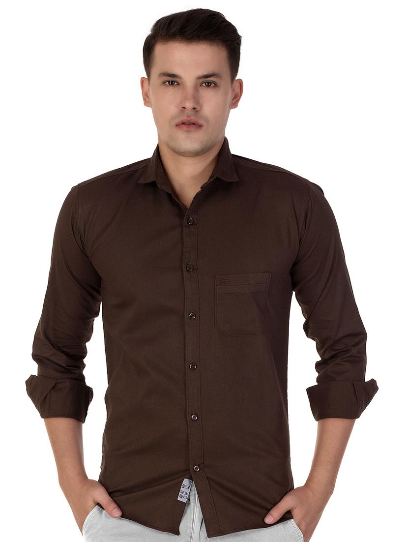 brown cotton casual shirt - 15613439 - Zoom Image - 1