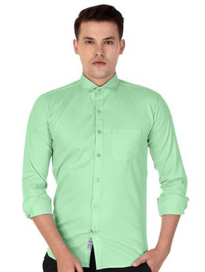 green cotton casual shirt - 15613441 - Standard Image - 1