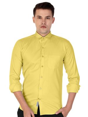 yellow cotton casual shirt - 15613443 - Standard Image - 1