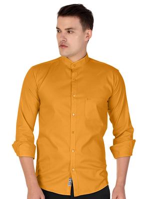 yellow cotton casual shirt - 15613445 - Standard Image - 1