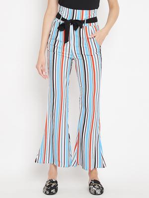 flared hem striped trouser - 15613513 - Standard Image - 1
