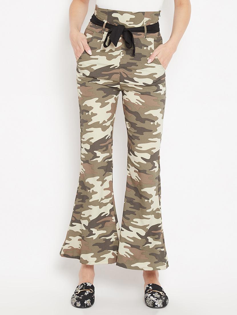 flared hem camouflage print trouser - 15613515 - Zoom Image - 1