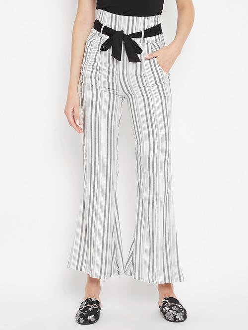flared hem striped trouser - 15613517 - Standard Image - 1