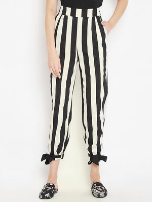 hem bow tie detail striped trouser - 15613518 - Standard Image - 1