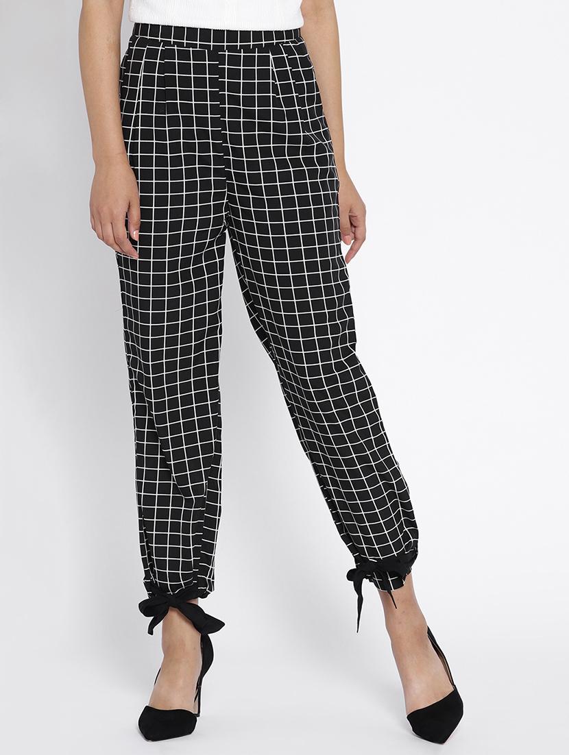 hem bow tie detail grid pattern trouser - 15613520 - Zoom Image - 1