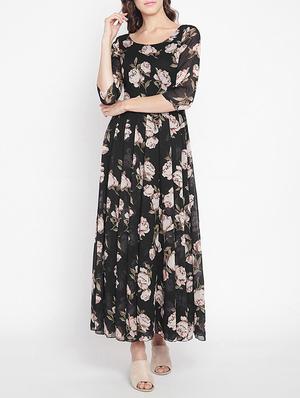 pleated floral maxi dress - 15613523 - Standard Image - 1