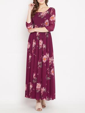 pleated floral maxi dress - 15613524 - Standard Image - 1