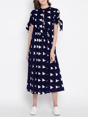 button detail empire line dress - 15613529 - Standard Image - 1