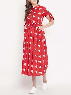 button detail empire line dress - 15613530 - Standard Image - 1