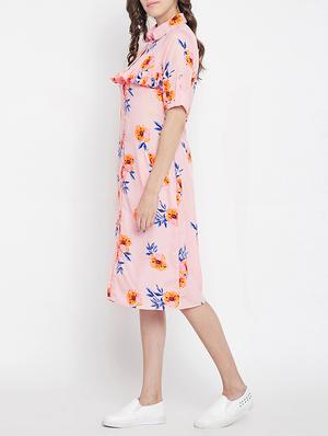 frill detail floral shirt dress - 15613533 - Standard Image - 2