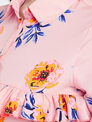 frill detail floral shirt dress - 15613533 - Standard Image - 4