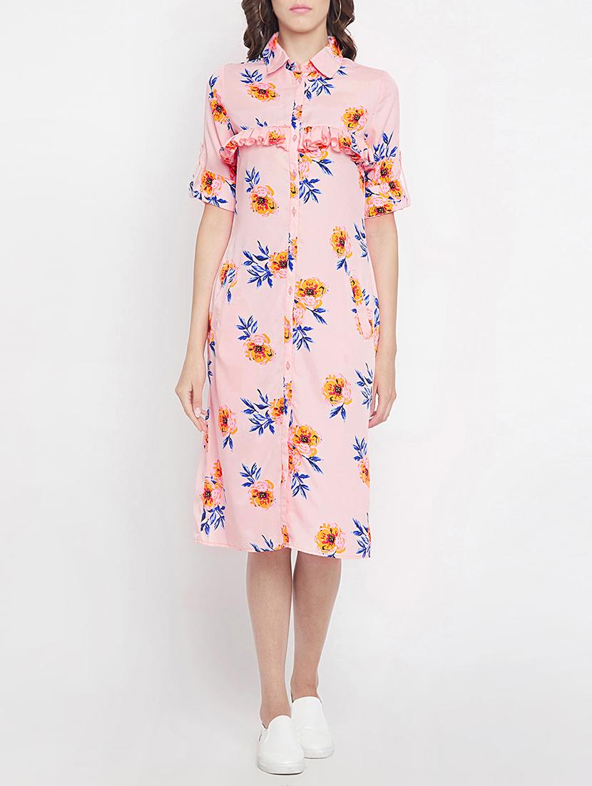 frill detail floral shirt dress - 15613533 - Zoom Image - 1