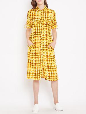 abstract print frill detail shirt dress - 15613534 - Standard Image - 1