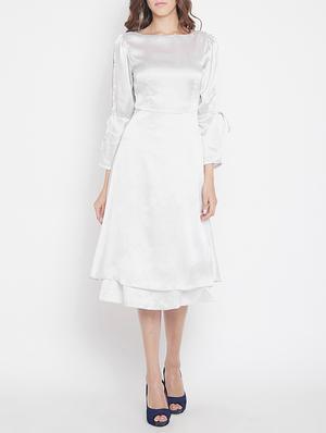 side tie up slit sleeve a-line dress - 15613536 - Standard Image - 1