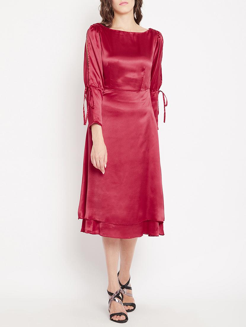 side tie up slit sleeve a-line dress - 15613538 - Zoom Image - 1