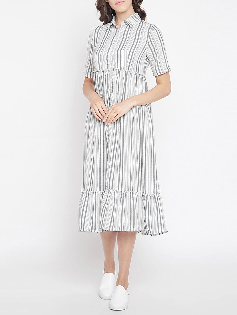 frill detail button up a-line dress - 15613540 - Zoom Image - 1