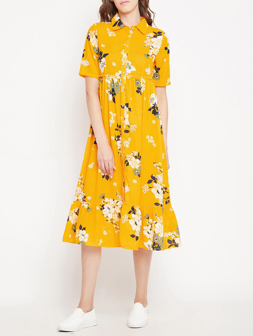 frill detail button up a-line dress - 15613541 - Zoom Image - 1