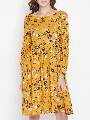 gathered detail fit and flare dress - 15613543 - Standard Image - 1
