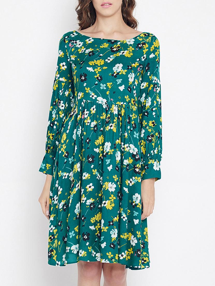 gathered detail fit and flare dress - 15613545 - Zoom Image - 1