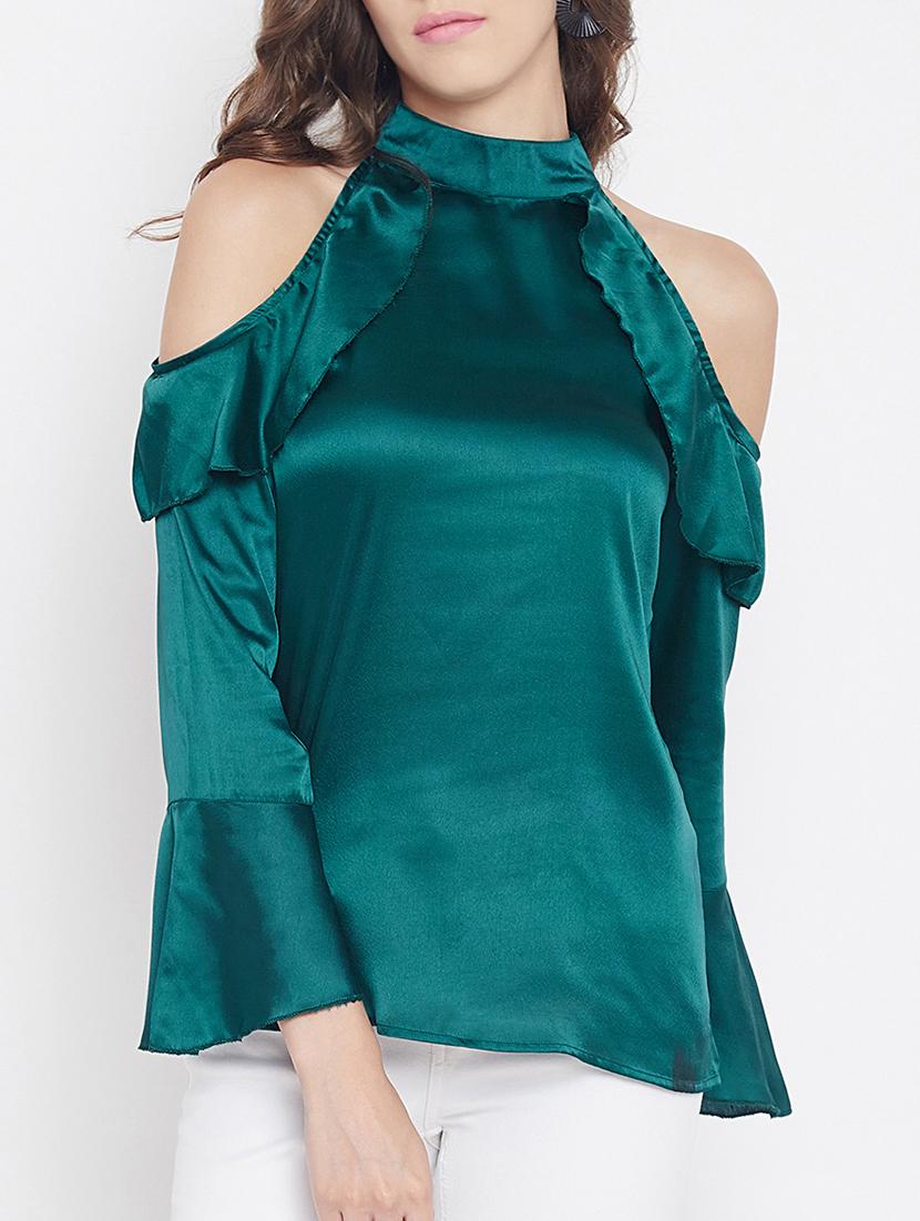 ruffled detail cold shoulder top - 15613557 - Zoom Image - 1