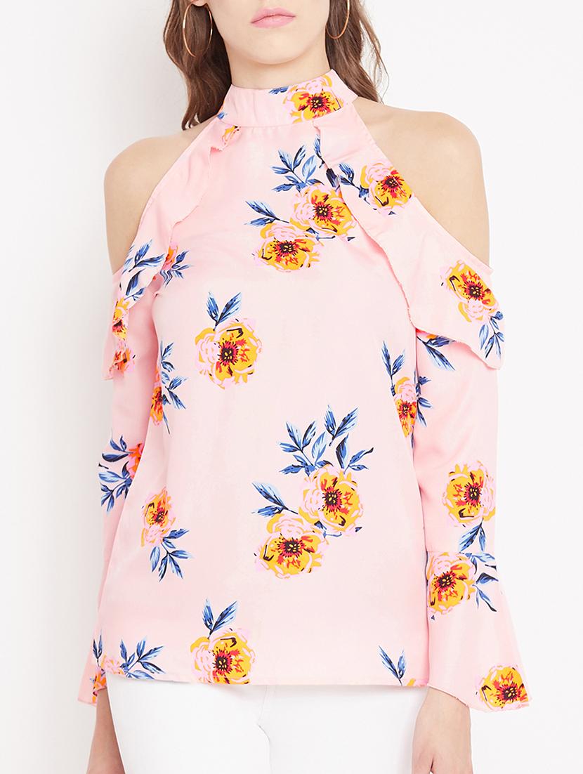 ruffled detail cold shoulder top - 15613559 - Zoom Image - 1
