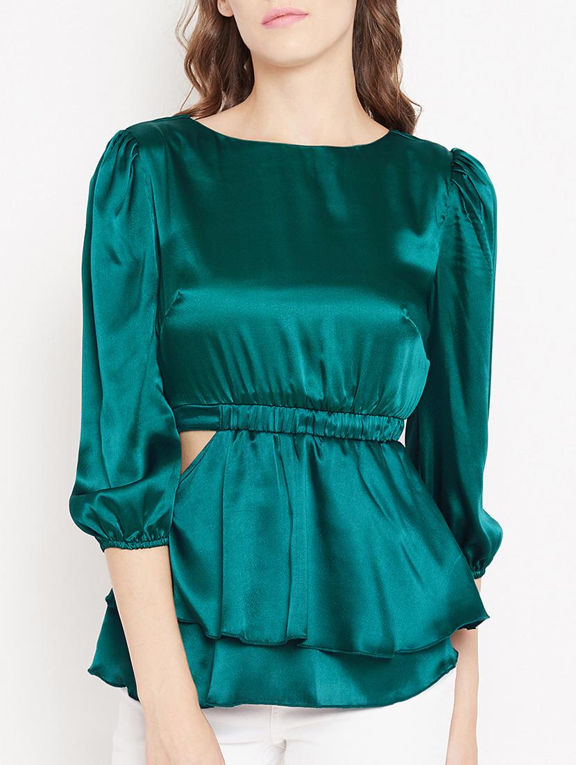 elasticated waist cut out detail top - 15613562 - Zoom Image - 1