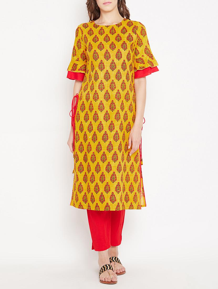 Straight printed kurta with tassels - 15613595 - Zoom Image - 1