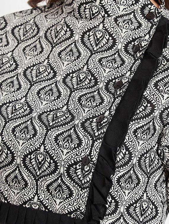 frilled detail printed straight kurta - 15613596 - Zoom Image - 4