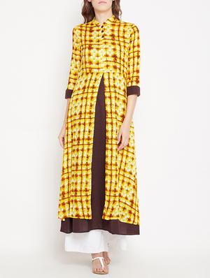Layered checkered kurta - 15613598 - Standard Image - 1