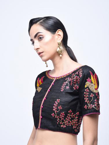 embroidered blouse with drawstring - 15613739 - Very Small Image - 1