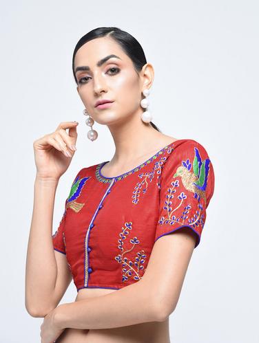 embroidered blouse with drawstring - 15613742 - Very Small Image - 1