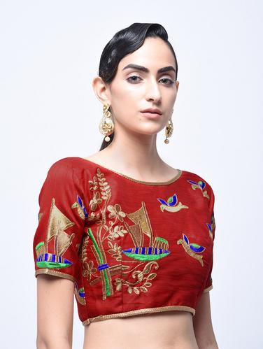 embroidered blouse with drawstring - 15613746 - Very Small Image - 1