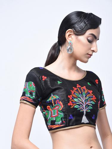 embroidered blouse with drawstring - 15613751 - Very Small Image - 1
