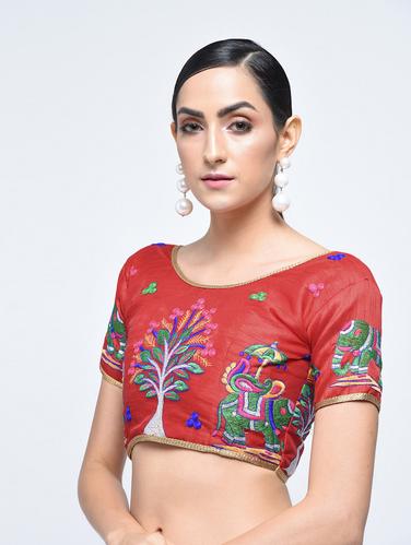 embroidered blouse with drawstring - 15613754 - Very Small Image - 1