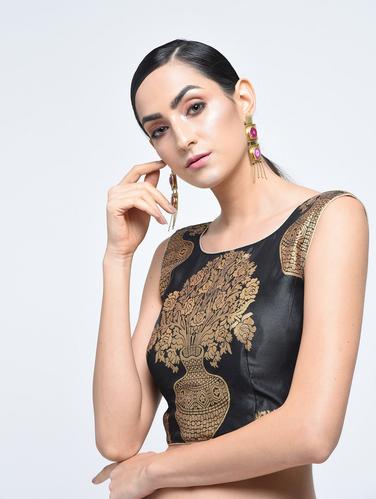 brocade blouse with drawstring - 15613761 - Very Small Image - 1