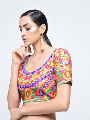 multi silk embroidered blouse - 15613779 - Standard Image - 1