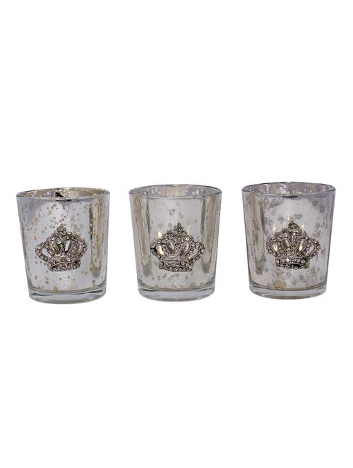 hand crafted glass votives with silver coated broach - 15614380 - Standard Image - 1
