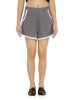 Contrast lace mid waist shorts - 15614570 - Standard Image - 1
