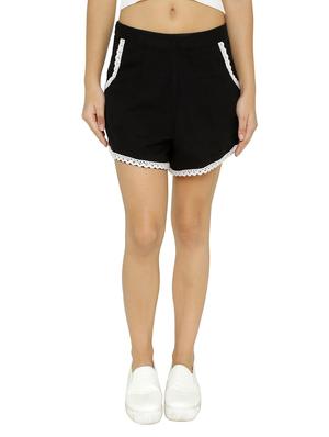 Contrast lace mid waist shorts - 15614572 - Standard Image - 1