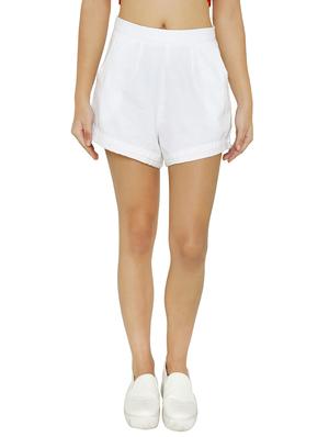 high waist lace detail shorts - 15614573 - Standard Image - 1