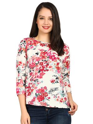 boat neck floral top - 15614651 - Standard Image - 1