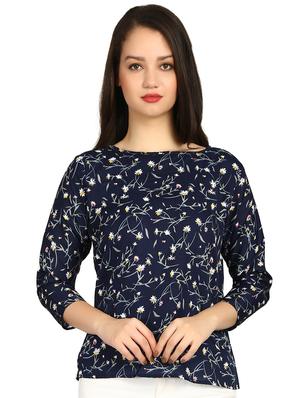 boat neck floral top - 15614653 - Standard Image - 1