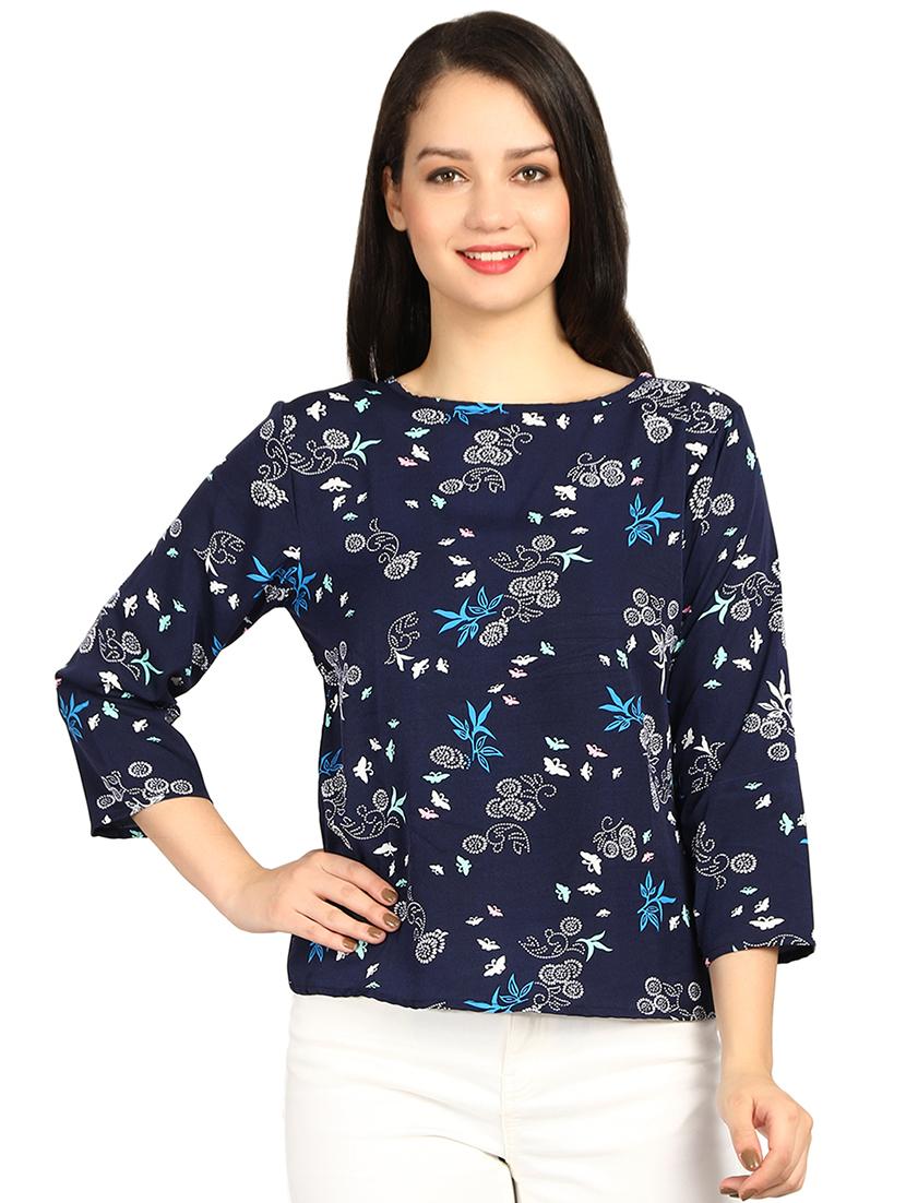 boat neck ditsy floral top - 15614654 - Zoom Image - 1