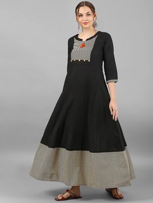 Anarkali chevron dress with tassels - 15614657 - Standard Image - 1