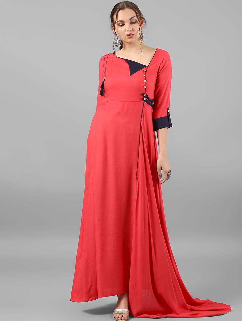 Coral asymmetric piping dress - 15614662 - Zoom Image - 1