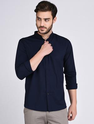 navy blue cotton casual shirt - 15614739 - Standard Image - 1